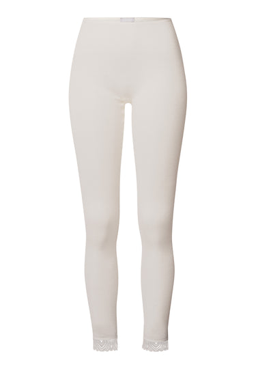 Woolen Lace Lace Trim Wool And Silk Leggings | Misty White 70833-2123